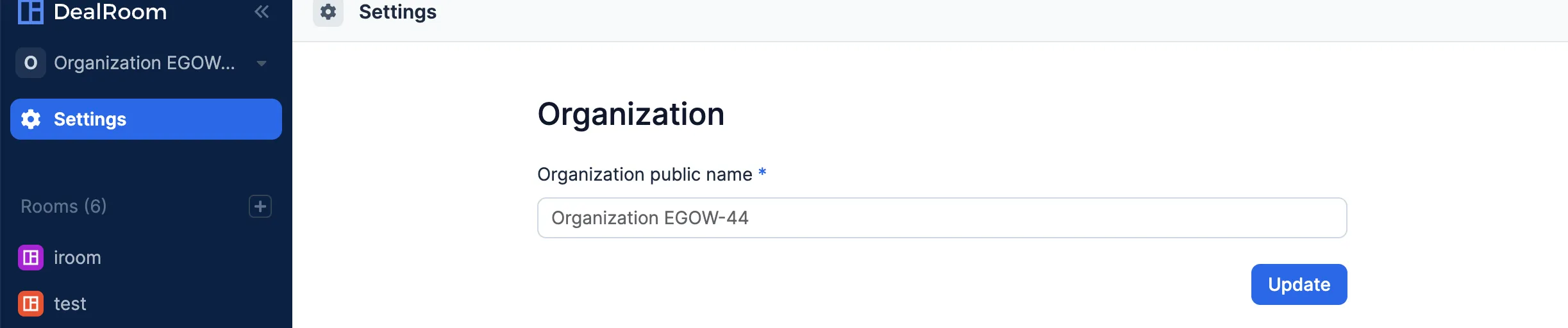 organization renaming in dealroom